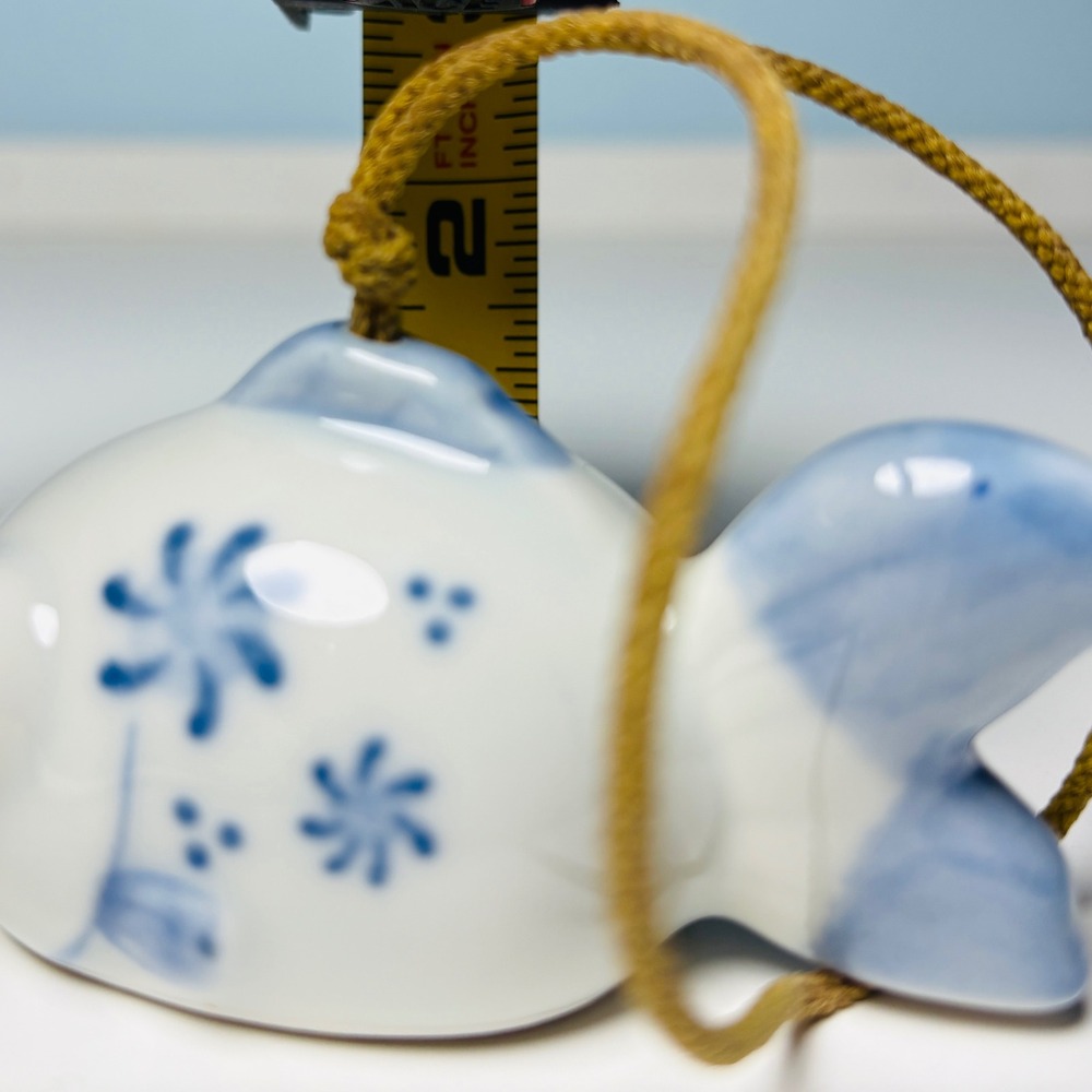 Ceramic Fish Floral Vintage Blue white nautical Chinoiserie Decor cottage coast - Picture 5 of 8